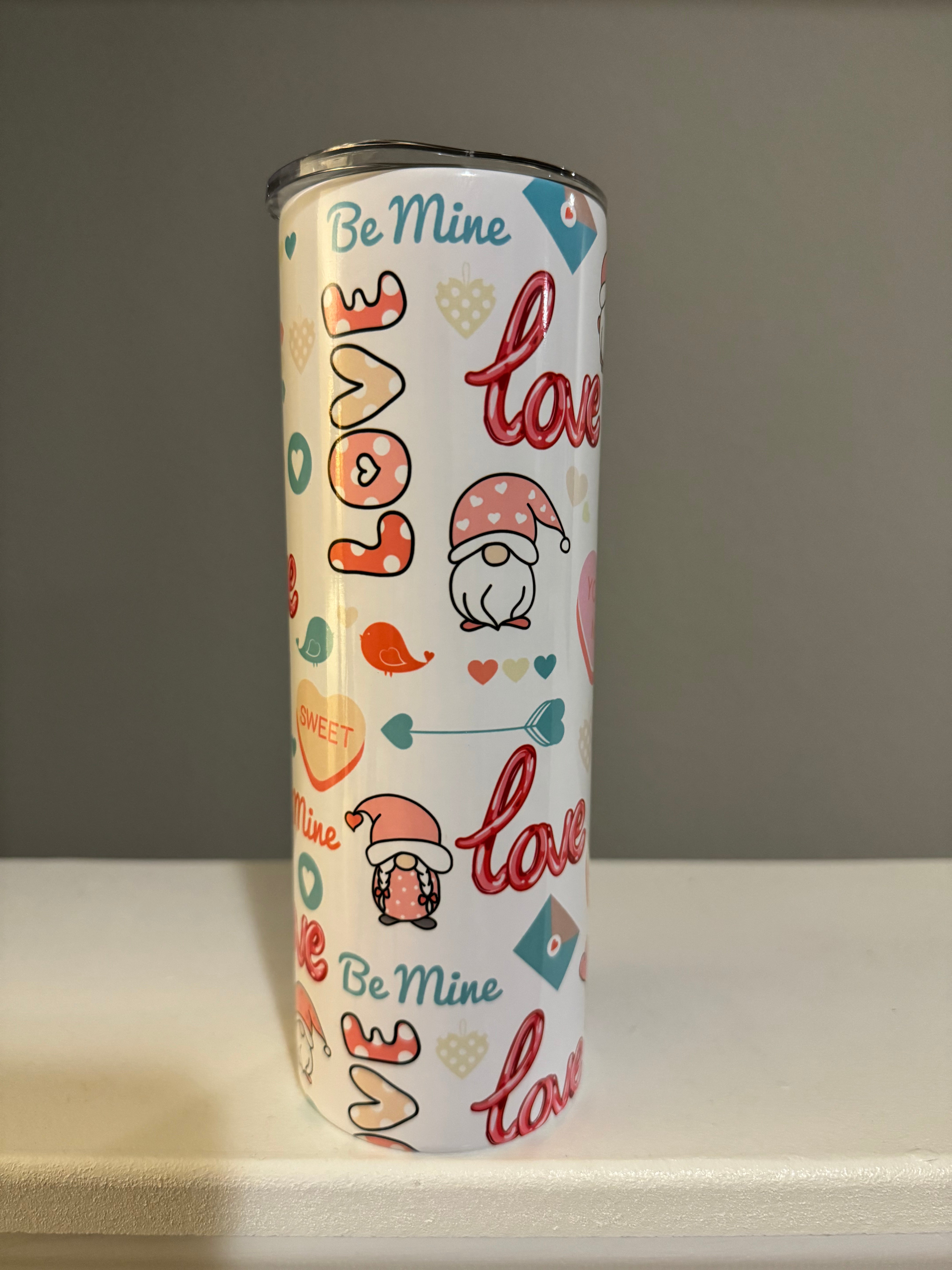 Valentines Collection Gnome Love 20oz Stainless Steel Tumbler